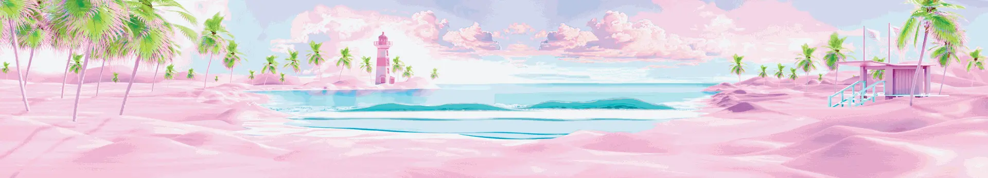 Design final de la toile thème Barbie design toile pink plage